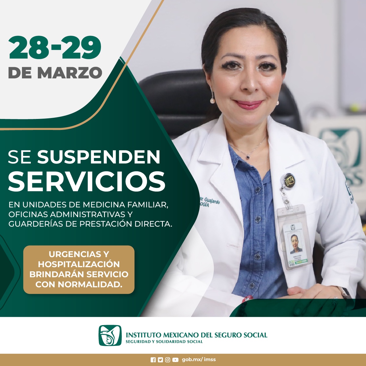 Atenderá IMSS Tamaulipas urgencias y hospitalización, por días de asueto