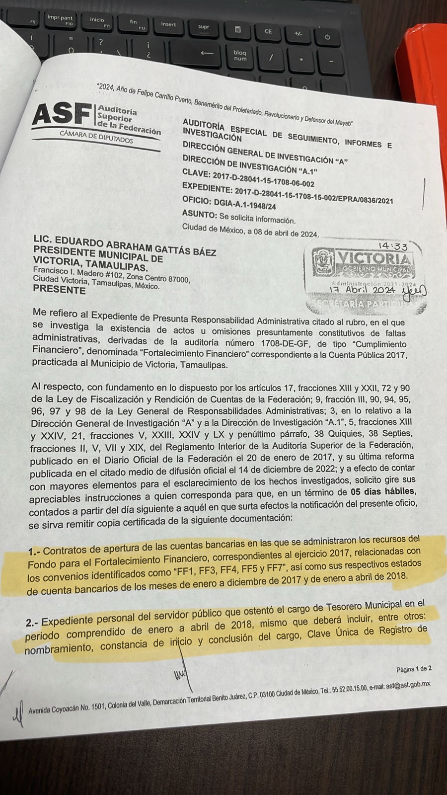 Llama a cuentas Auditoría Superior a ex tesorero de Almaraz por desfalco millonario