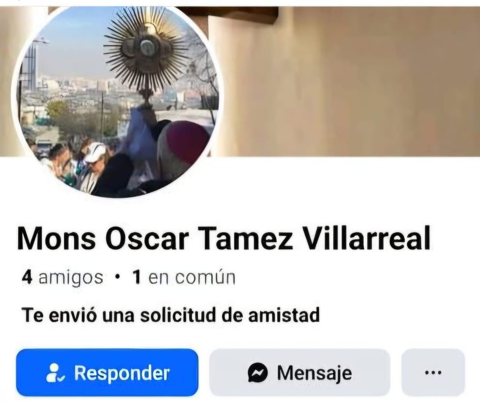 Perfil falso del obispo de Ciudad Victoria aparece de nuevo en Facebook