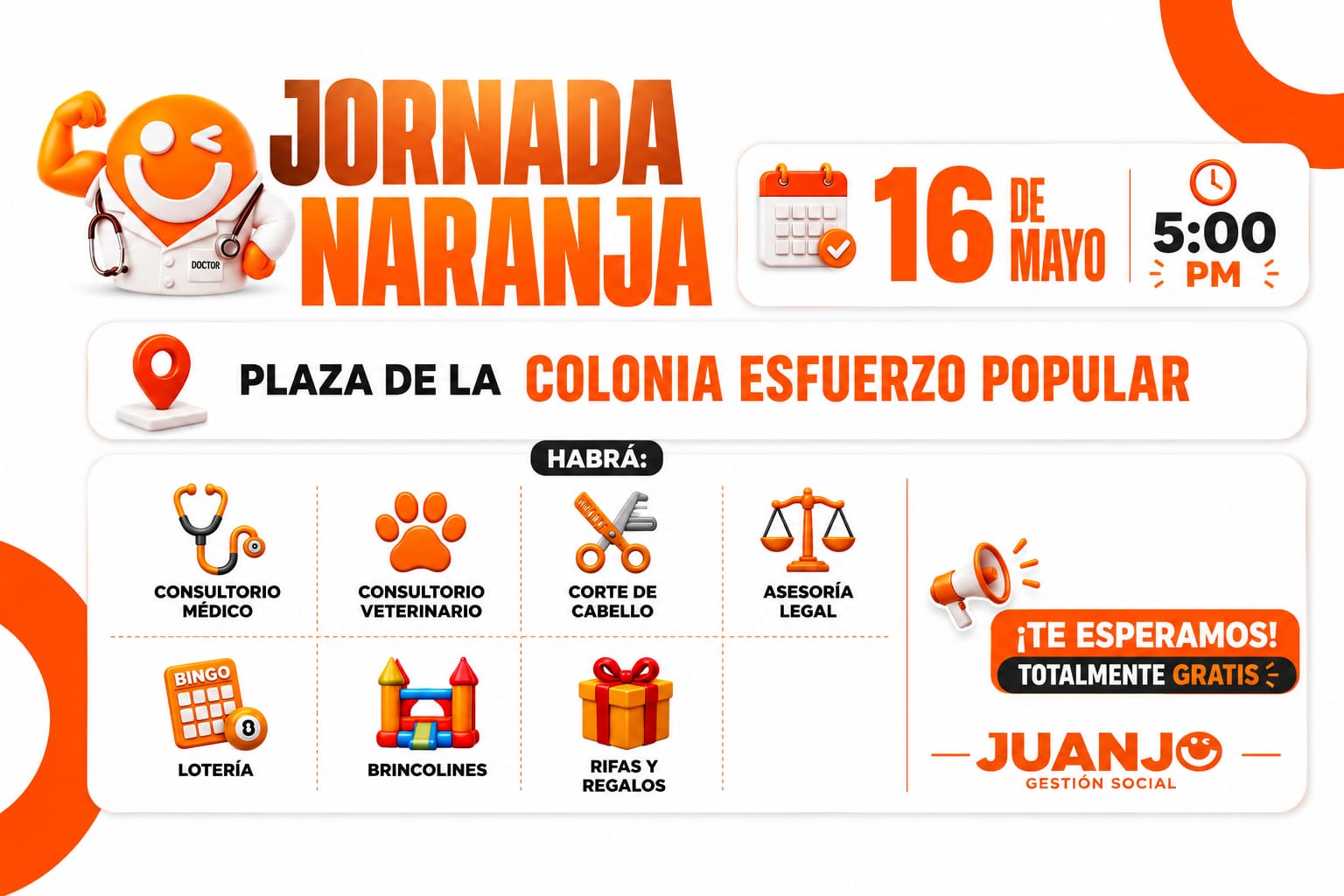 Llevará Juanjo Salazar, jornada Naranja a la colonia Esfuerzo Popular
